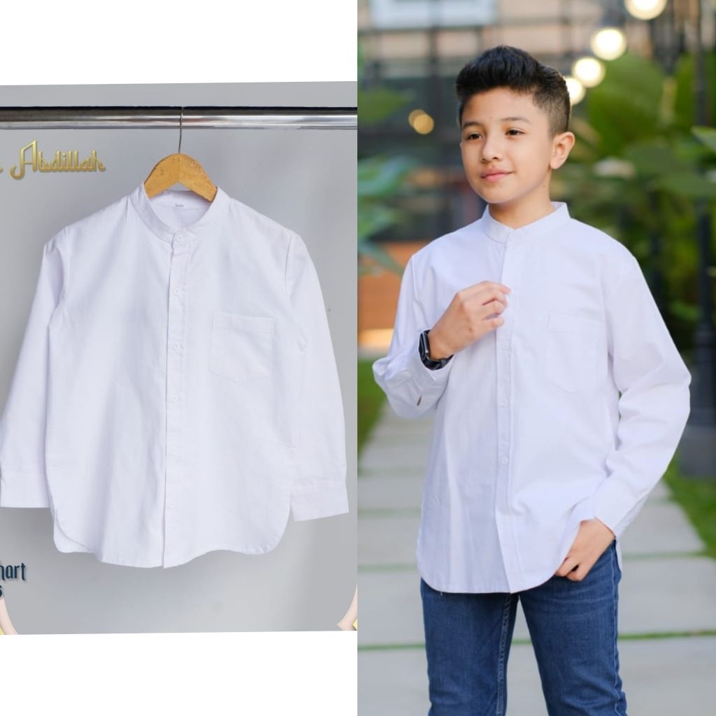BAJU KOKO PUTIH ANAK TANGAN PANJANG ABDILLAH RAGUS USIA 5-13 TAHUN