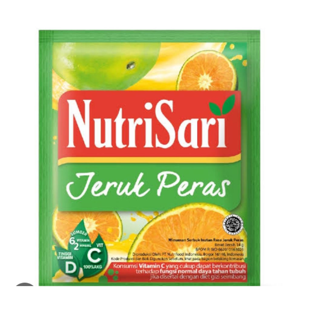 

Nutrisari jeruk peras 14g 1 renceng 10 pcs