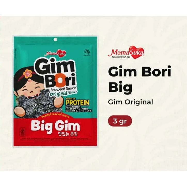 

Mama Suka Gimbori Big Gim Roasted Seaweed Snack Rasa Original 3gram