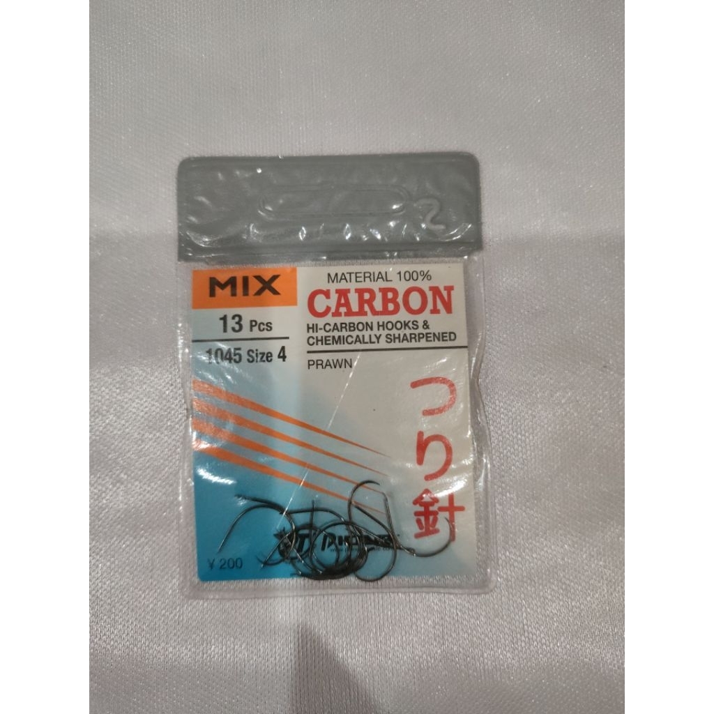 Mata Kail Pancing Udang Mix Carbon 1045F isi 13 pcs