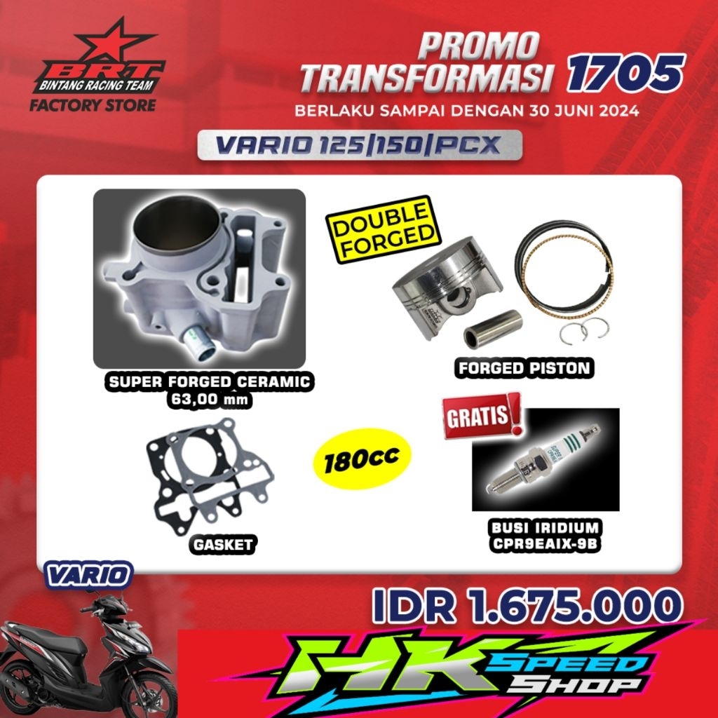 BLOK BRT BORE UP CERAMIC 63mm VARIO 125 VARIO 150 PCX 150 ADV 150 CYLINDER BLOK CERAMIC BORING BRT 6