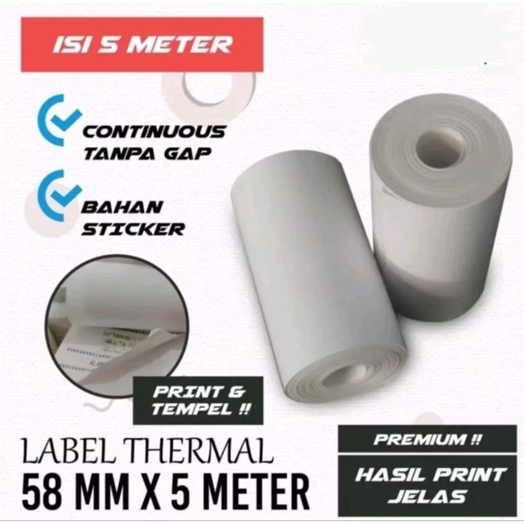 

Kertas stiker label thermal 58/57x30 / Struk label perekat
