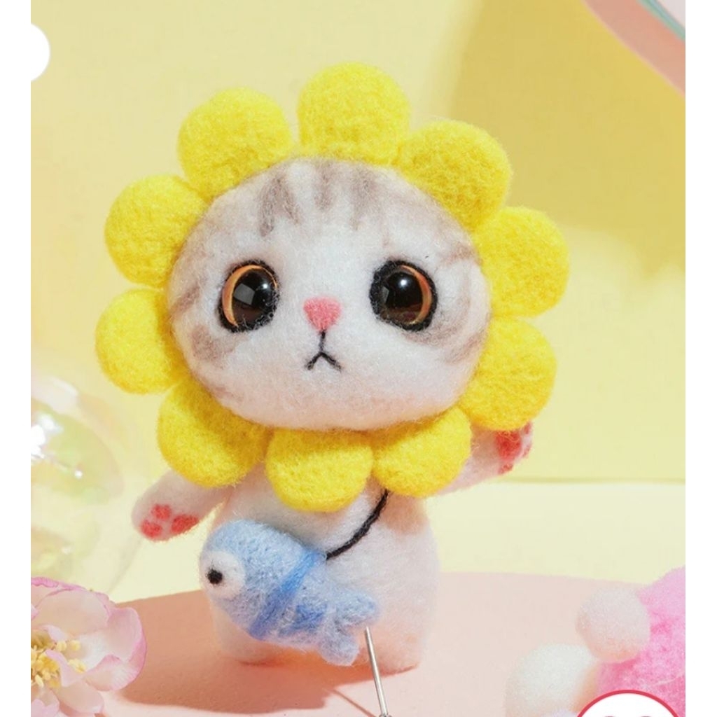 DIY Kit Animal Felt Wool Needle Poke Kerajinan Boneka Kucing Cat Binatang Lucu
