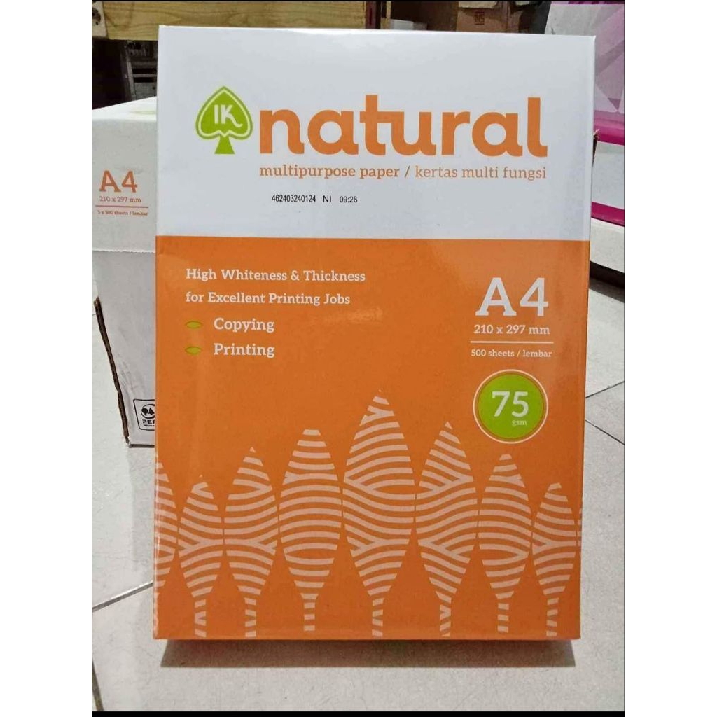 

KERTAS HVS A4 NATURAL 75gsm untuk fotocopy dan ngeprint