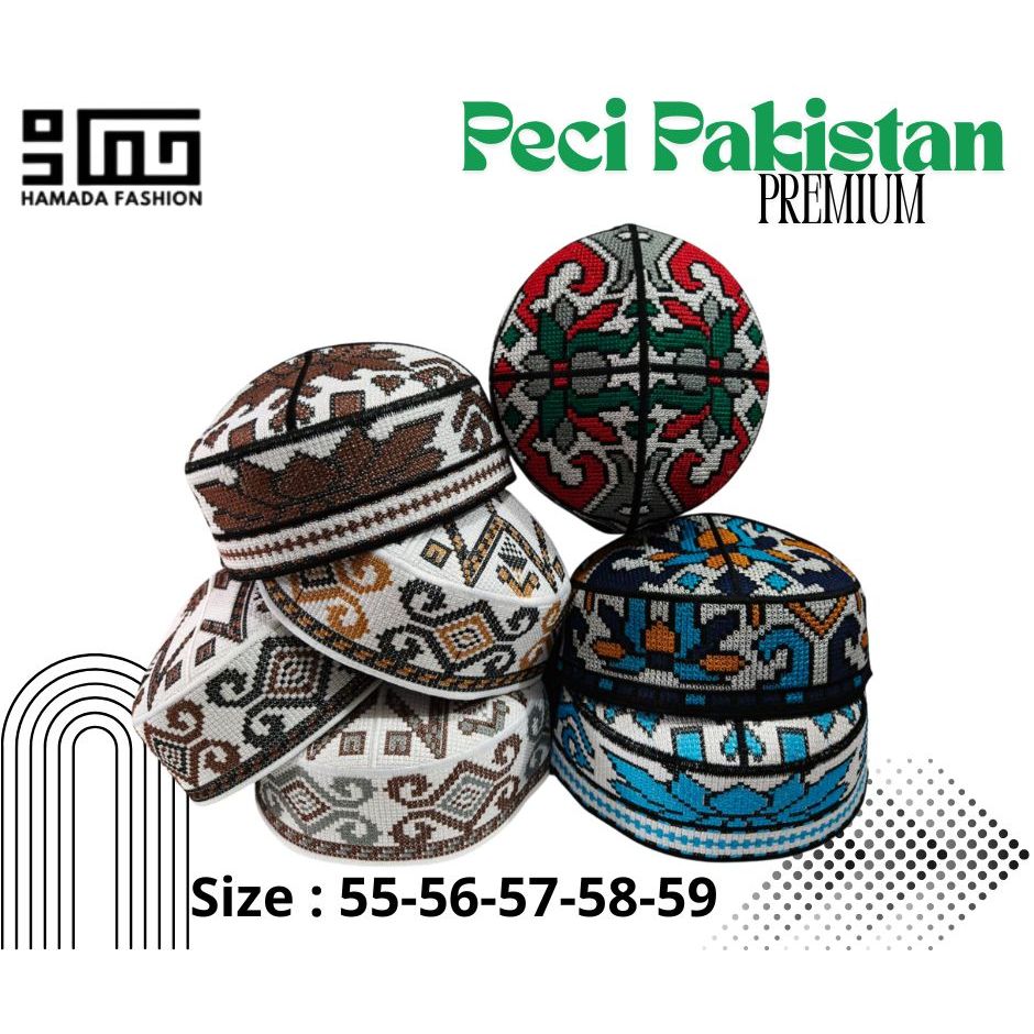 Peci Pakistan Full Bordir Original / Peci Premium / Peci Exclusive / Peci Elegant / Peci Haji Hamada