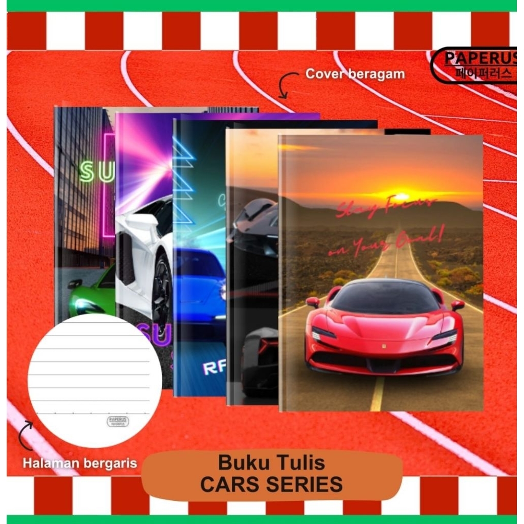 

PAPERUS Buku tulis/1Pack isi 10Buku /series CAR /Buku tulis murah