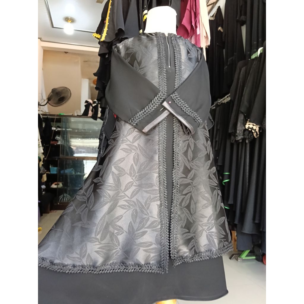 gamis ameraa bahan jetblack Arab Saudi Bonanza layer embos satin