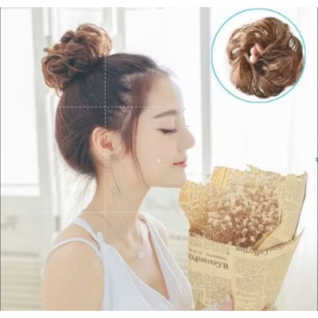 sanggul model ikat rambut palsu