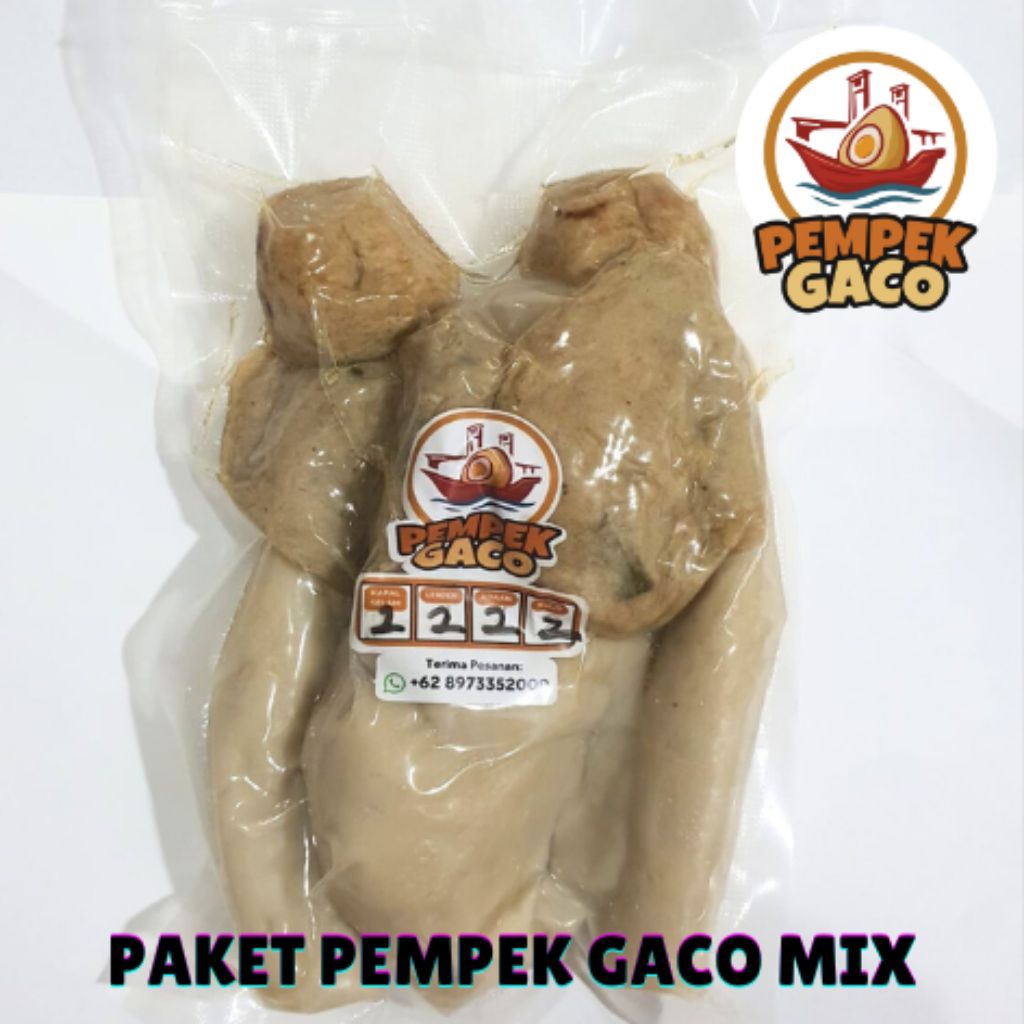 

pempek Gaco paket Mix asli ikan tenggiri 100% ciri khas Palembang terfavorit vakum Frozen food