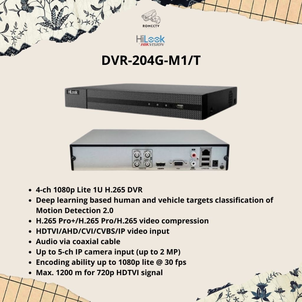 DVR HILOOK 4 CHANNEL DVR-204G-M1/T