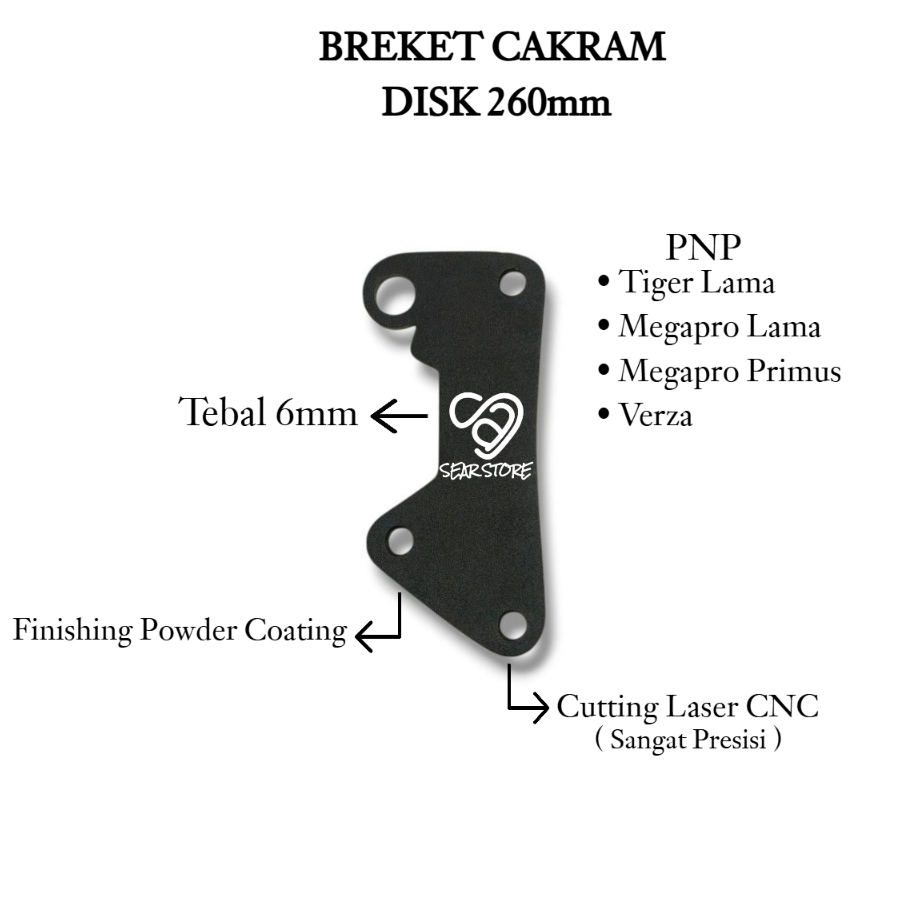 bracket pangkon cakram tiger lama megapro lama primus verza disk 260 mm kaliper standart nisain samu