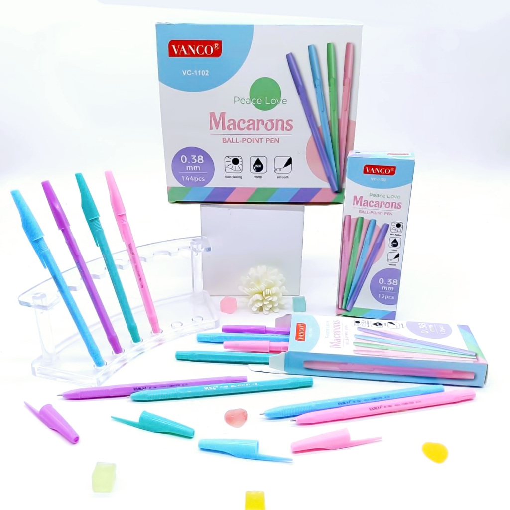 

1 LSN / 12 Pcs Ball Pen Vanco VC-1102 Macarons