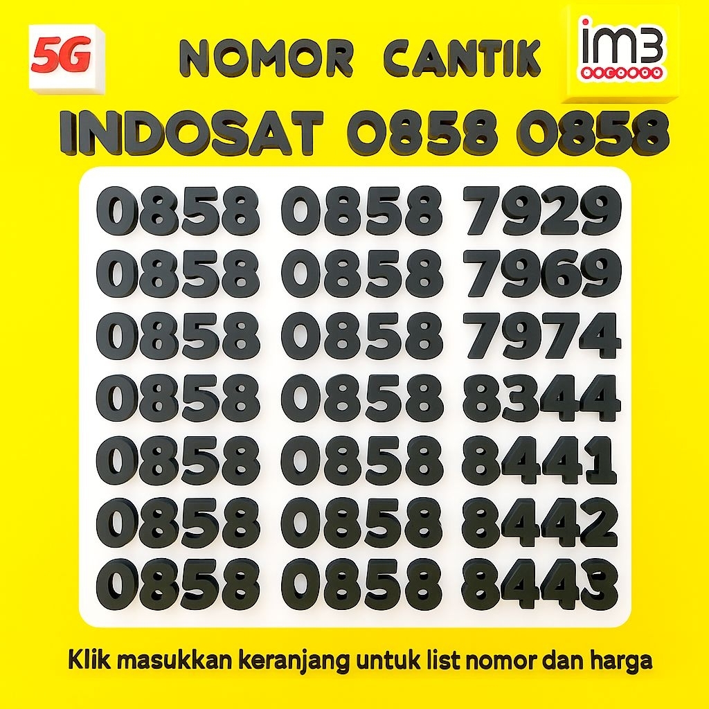 Kartu Perdana Nomor Cantik Indosat IM3 0858 0858 Ulangan Rapi Supporr 4G dan 5G Siap Pakai