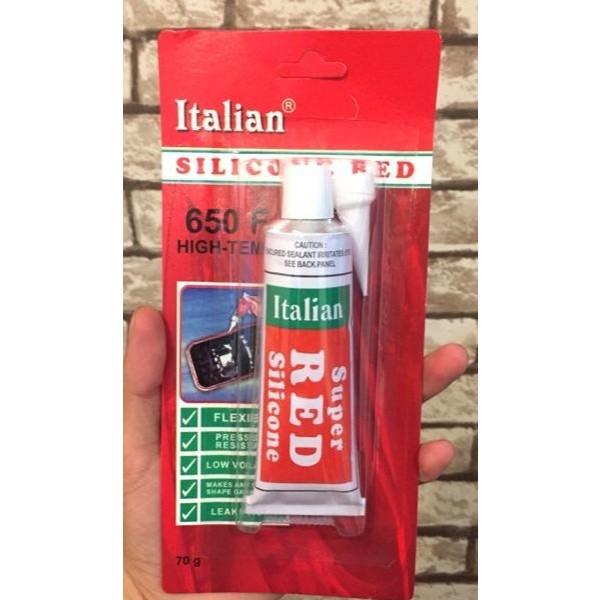 

Lem Silicone Sealant Tahan Panas / Lem Silicone Red Italian 70 Gram