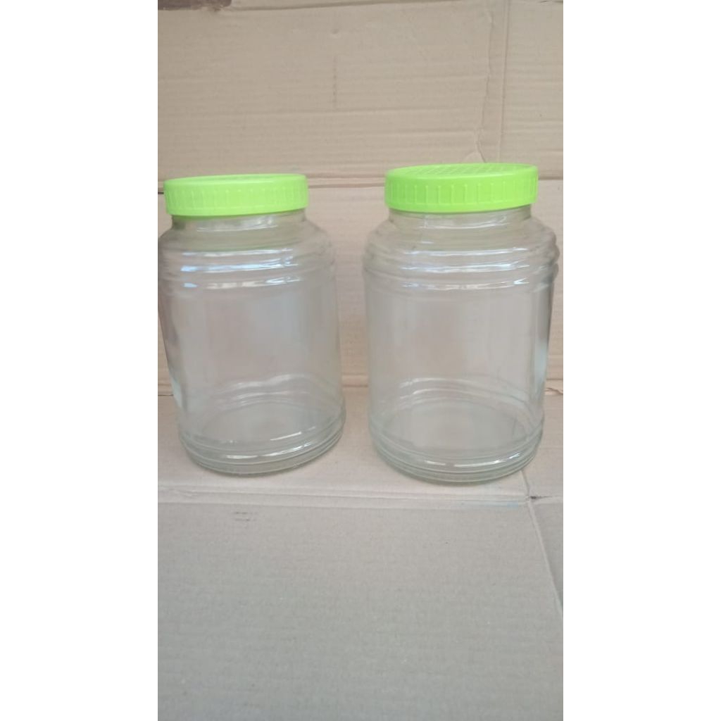 Toples kaca  es buah, ronde, manisan, makanan,  tutup plastik (instan kurir)