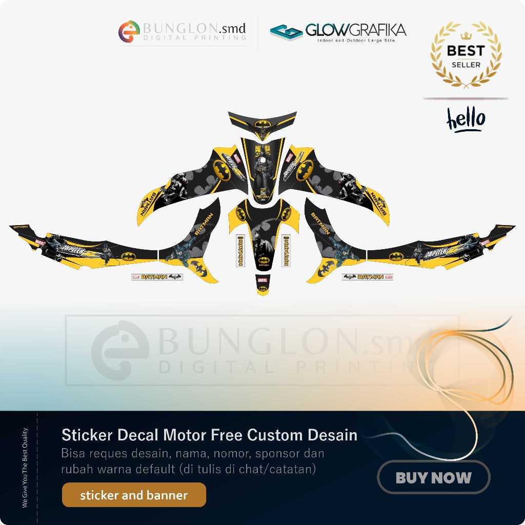 DECAL STIKER MOTOR CUSTOM JUPITER Z EDISI BATMAN