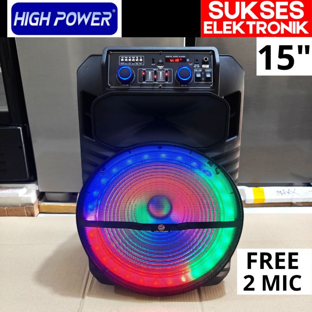 SPEAKER PORTABLE HIGH POWER 15 INC SALON AKTIF CAS 15 IN INCH KAROKE BLUETOOTH