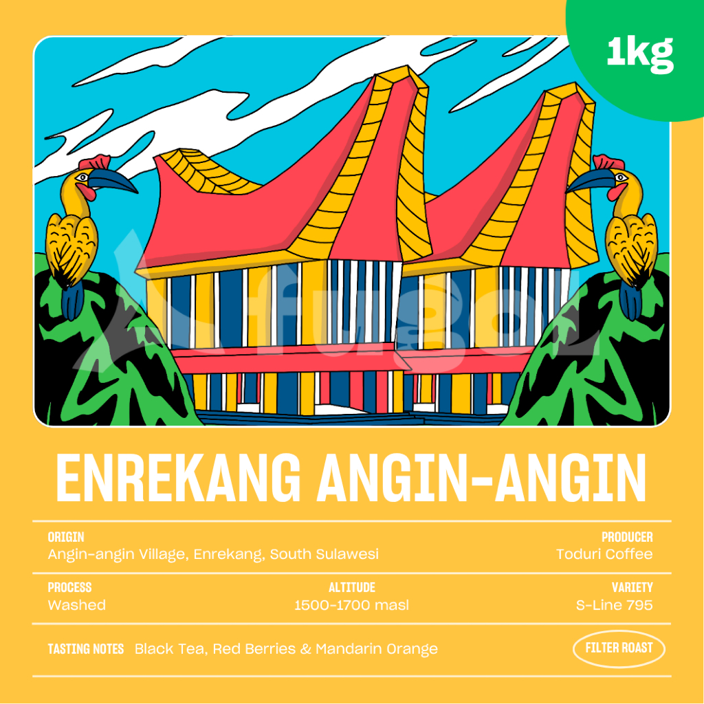

Biji Kopi Arabika Enrekang Angin - Angin (1 KG) Single Origin Coffee
