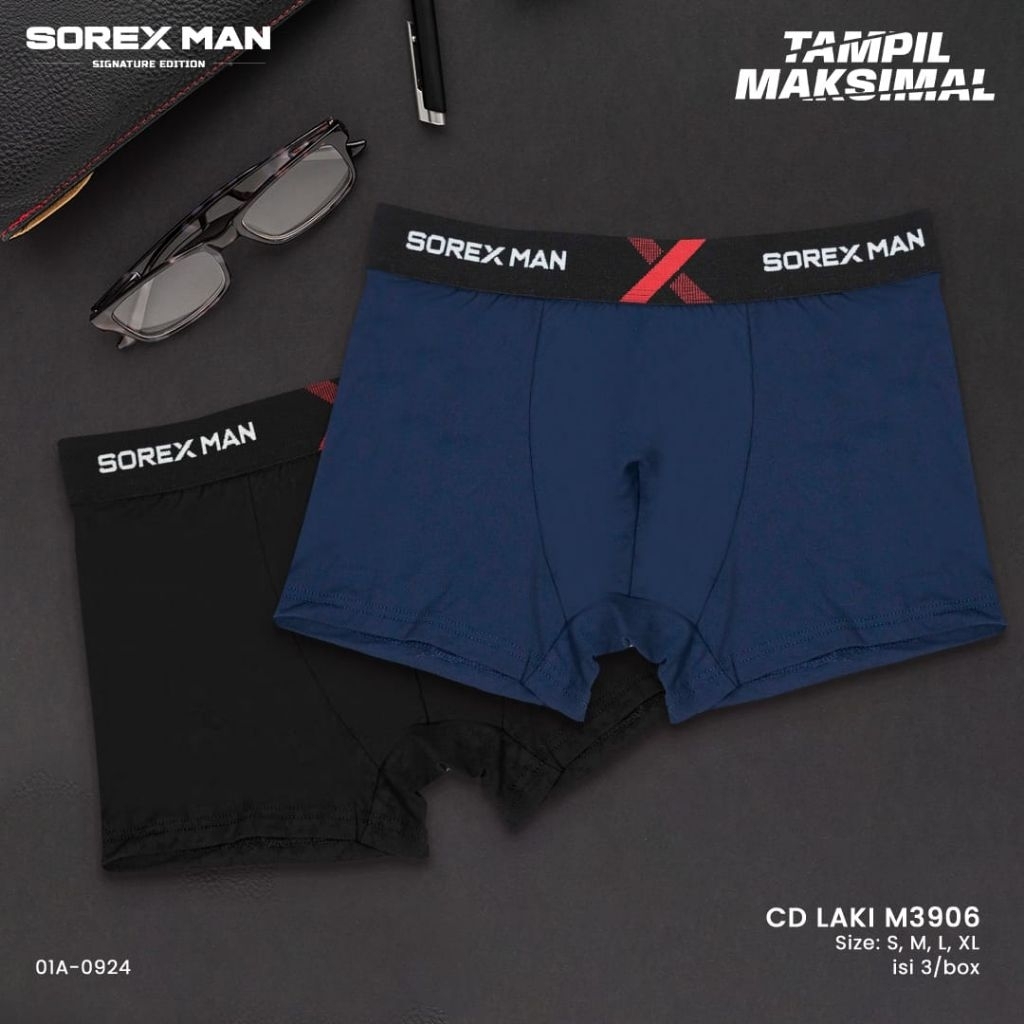 (3 Pcs) Sorex Man Special Edition "Iko Uwais" Boxer Pria Adem Signature Trunk Sport CD LK M 3906 | B