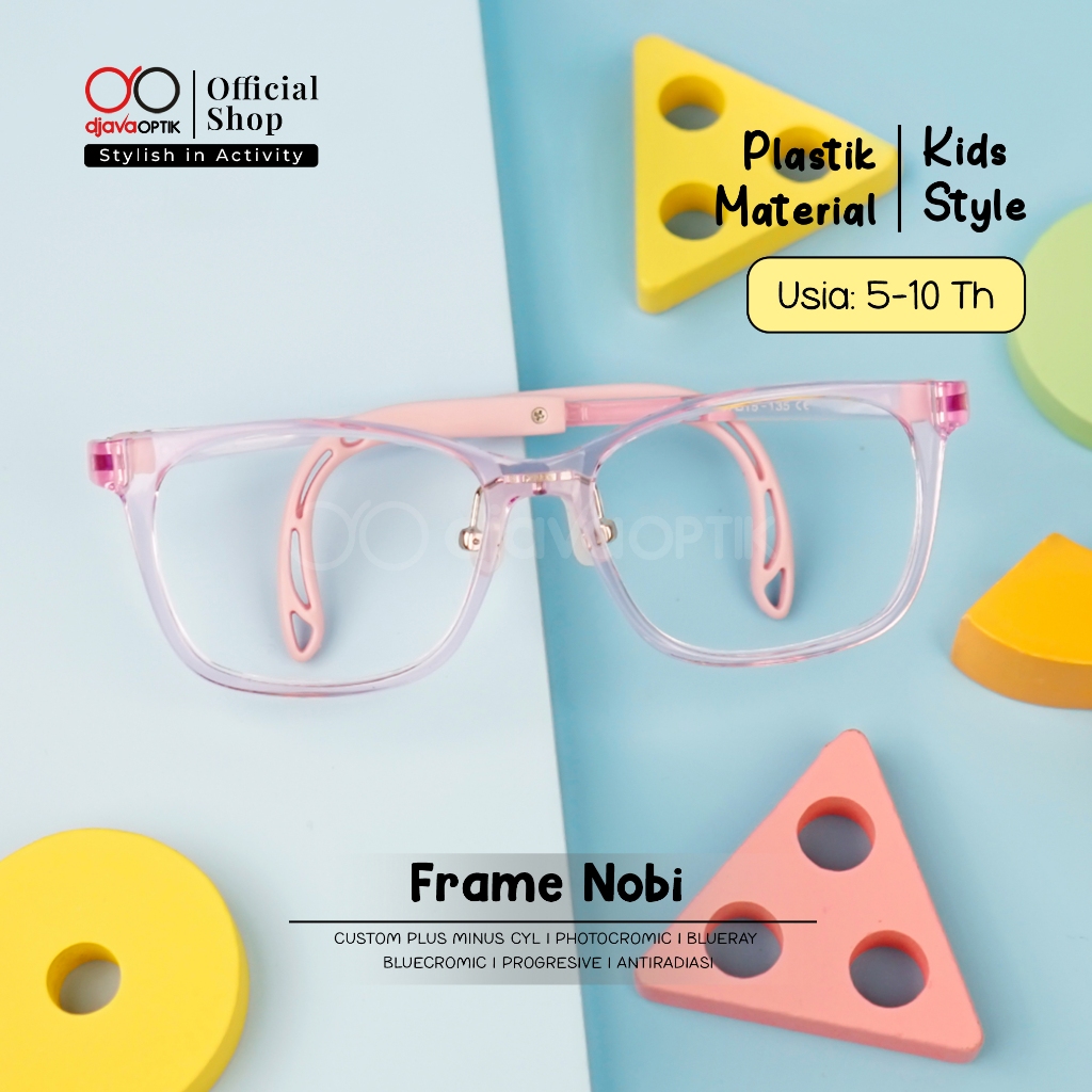 DJAVA OPTIK - Frame Nobi - Kacamata Anak Kotak Plastik Khusus Minus -4,25 s/d -6,00
