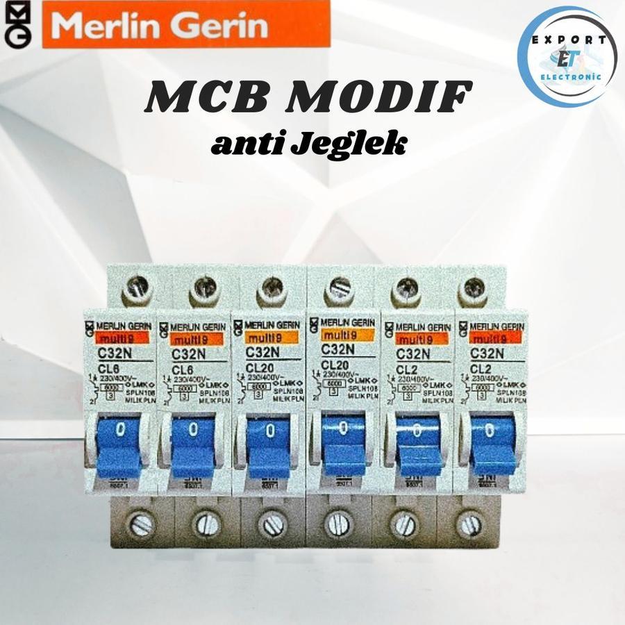 MCB ANTI JEGLEK 2A 4A 6A 10A 16A 20A 25A 32A MERLIN GERIN ORIGINAL 2 AMPERE CL2 450W C32N