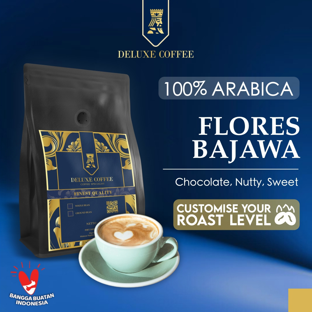 

Deluxe Coffee Biji Kopi Arabika Flores Bajawa 100% Arabica Specialty Coffee Beans Customize Roast