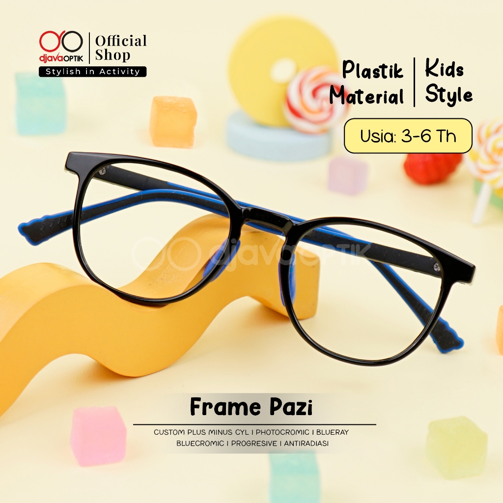 DJAVA OPTIK - Frame Pazi - Kacamata Anak Oval Plastik Khusus Minus -4,25 s/d -6,00