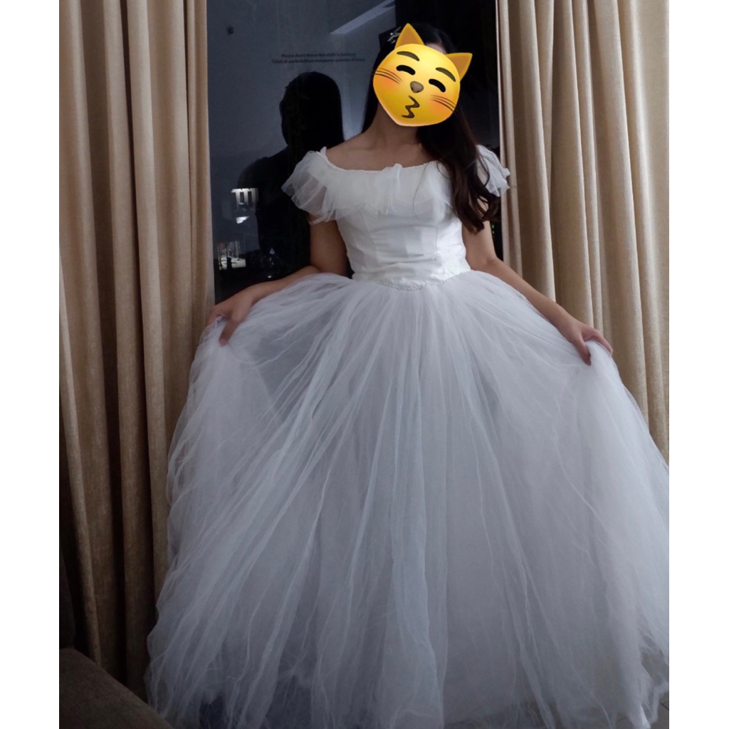 gaun dress wedding, prom, prewedding putih