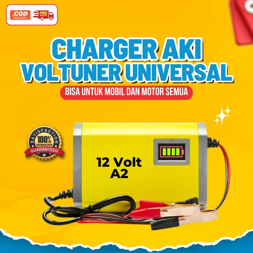 Charger Aki Mobil Motor Voltuner 12V/2A Cas Aki Mobil Dan Motor Charger ACCU Berkualitas