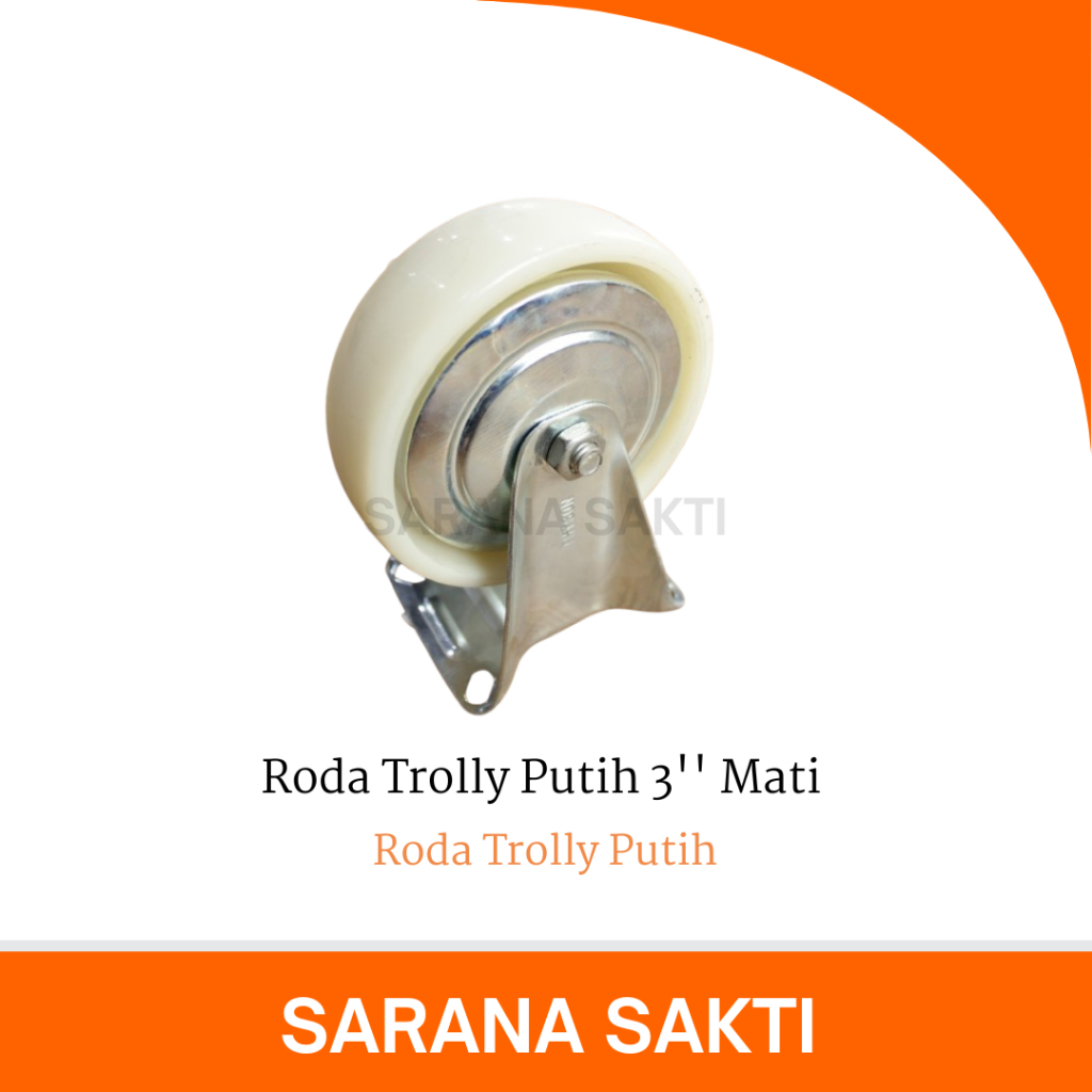 Roda Trolly Putih 3'' Mati | Roda Trolley / Trolly / Troli Nylon Nilon Roda Nylon 3 Inch