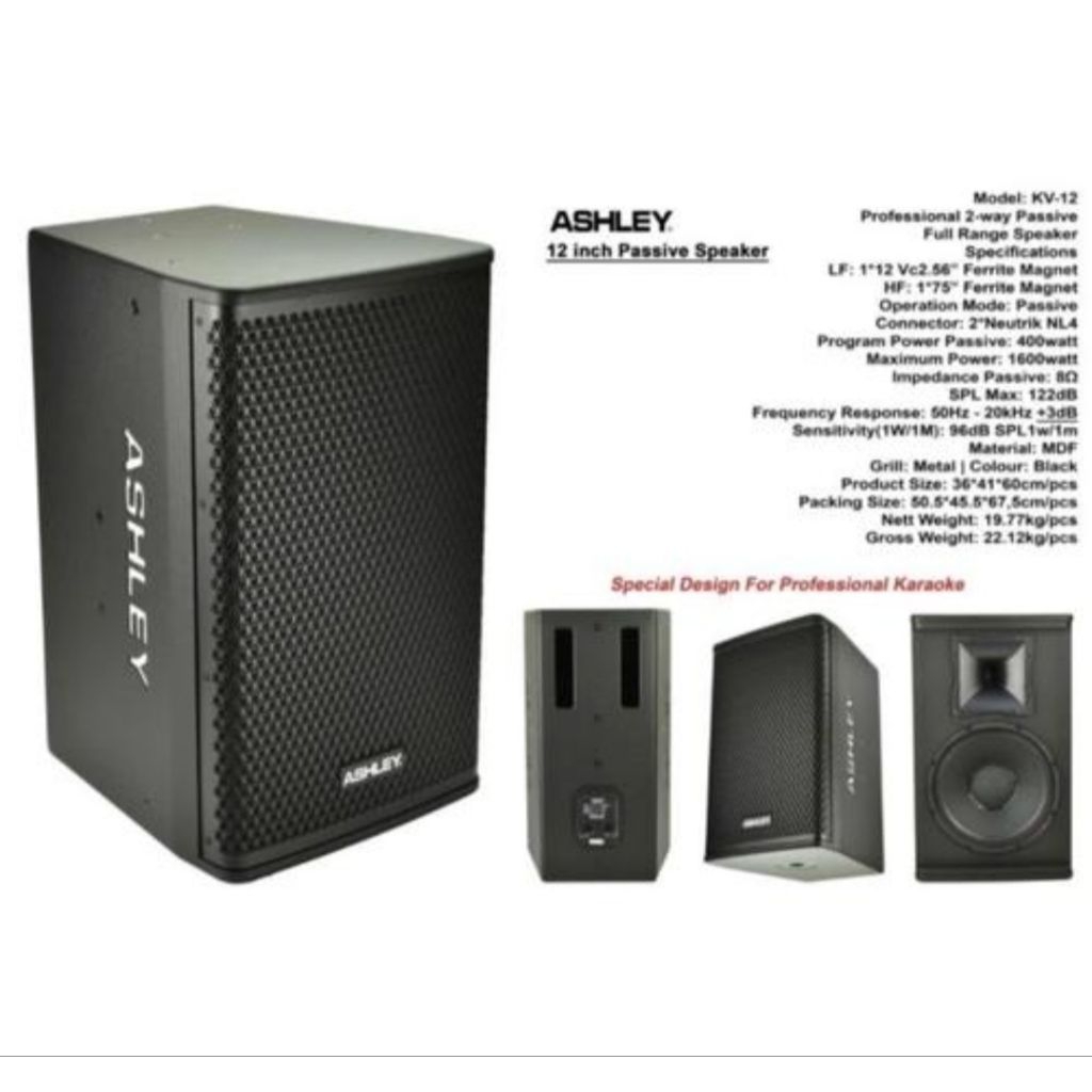 SPEAKER PASIF ASHLEY KV 12 ORIGINAL 12 INCH PASIF ASHLEY KV12 HARGA/UNIT