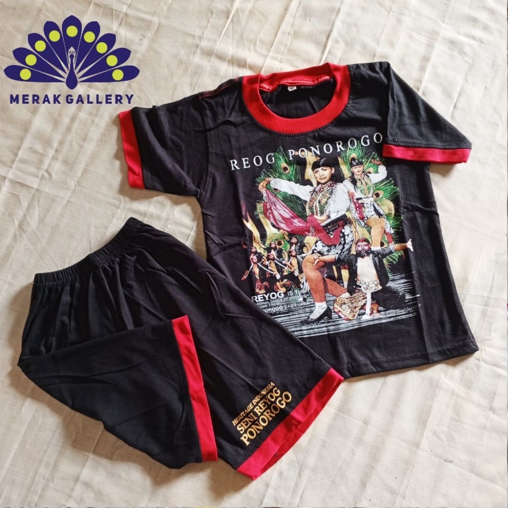 Kaos anak hitam/setelan reog anak/baju anak hitam/kaos reog anak murah