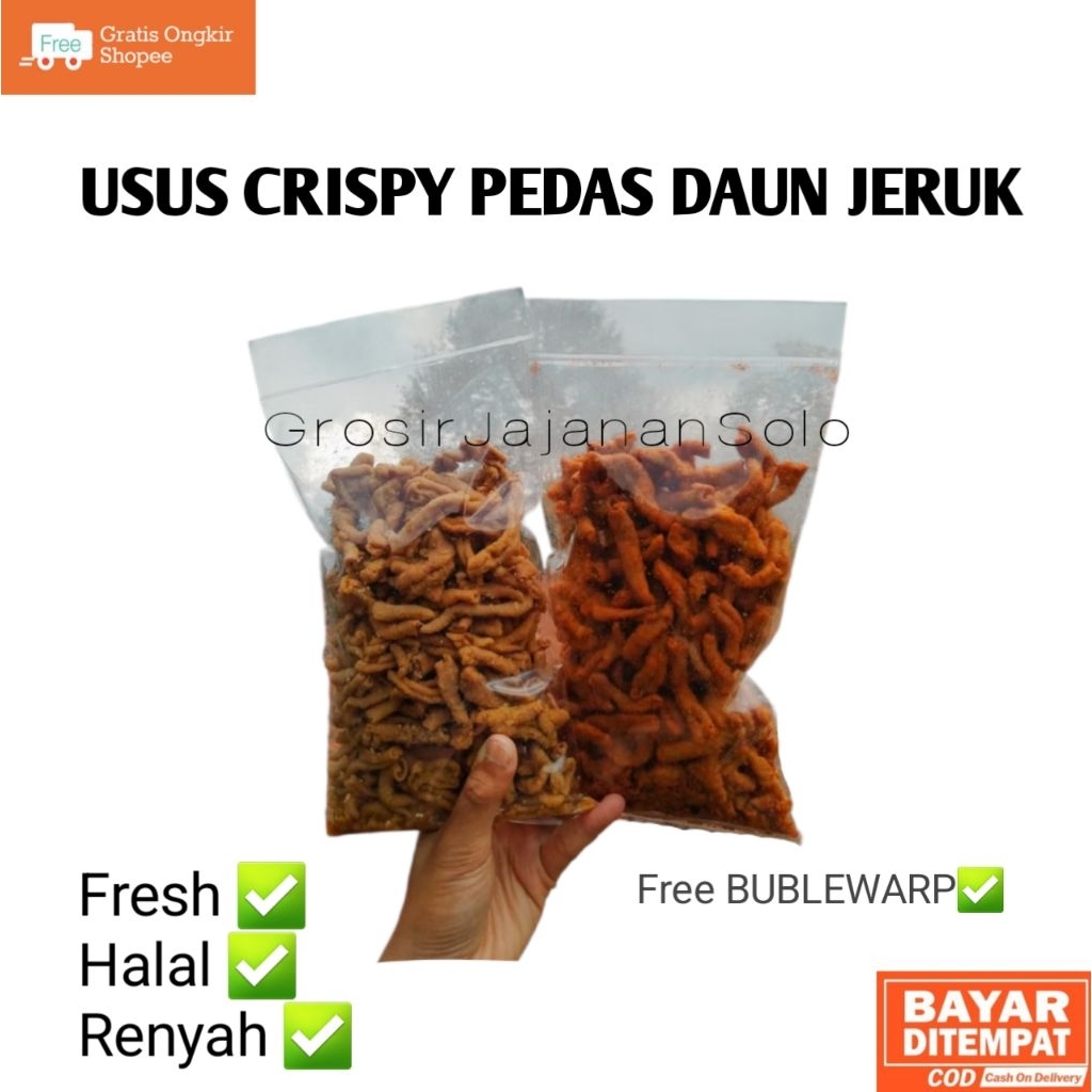

Usus Krispi Pedas Daun Jeruk / USUS CRISPY Kemasan ± 100gr