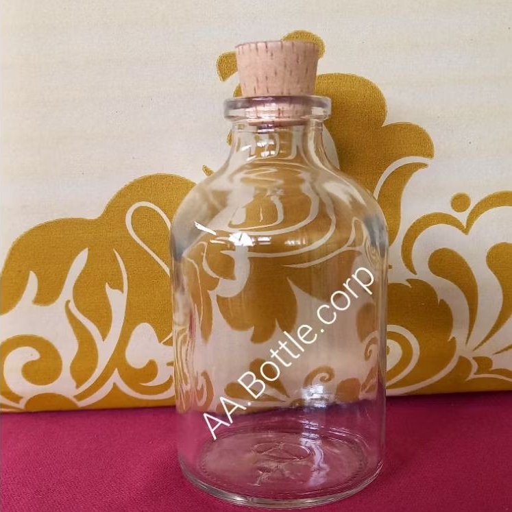 Botol kaca 50 tutup kayu LUBANG KECIL 1,3cm