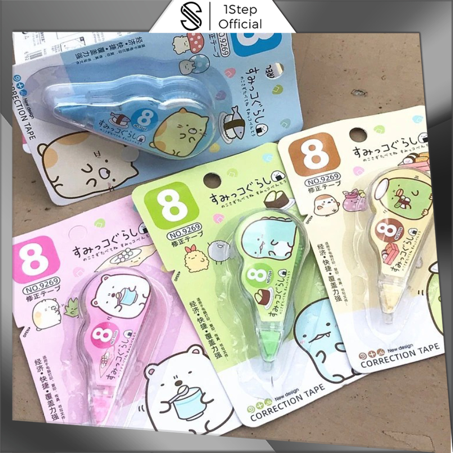 

1step Correction Tape Students Stationary School Supplies Multiple Color Tipe-x Karakter Lucu Penghapus PenaTip-ex Kertas Mini S087