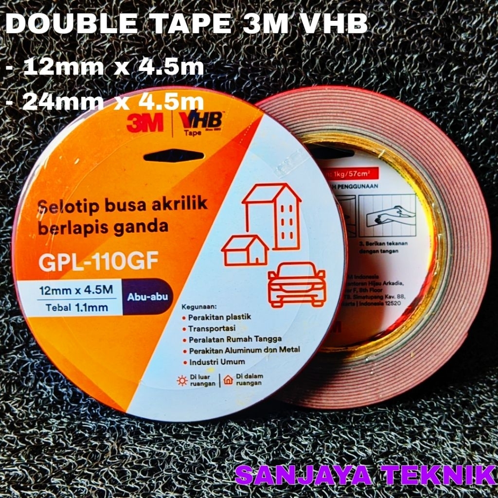 Isolasi Bolak Balik Double Tape 3M VHB Merah 0.5 Inch 24mm x 4.5M Made in USA Original
