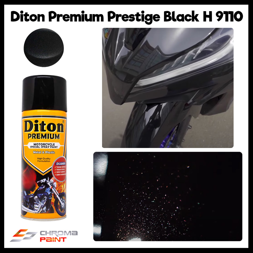 Diton Premium Honda Color Warna Hitam - Prestige Black H 9110 - Cat Aerosol Diton