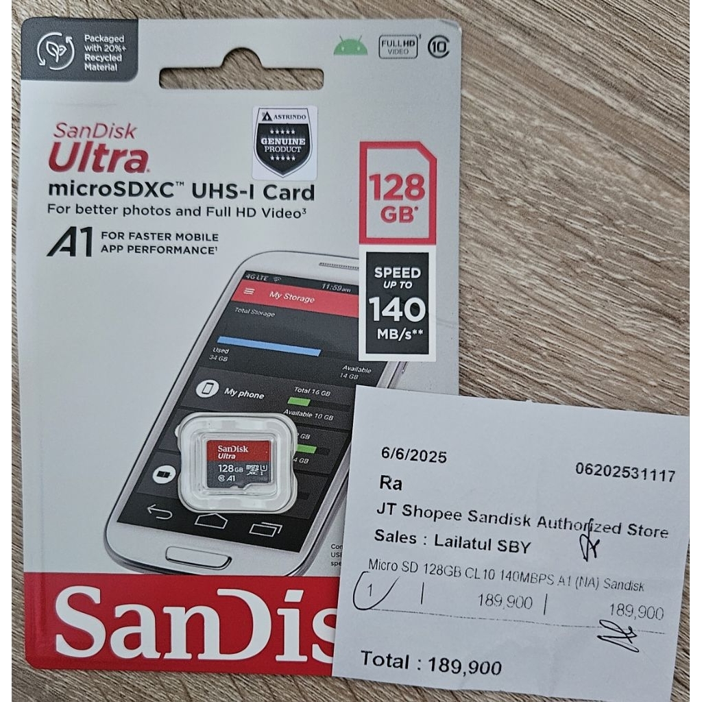 SanDisk Micro SD Ultra 128 GB (official dari storenya)