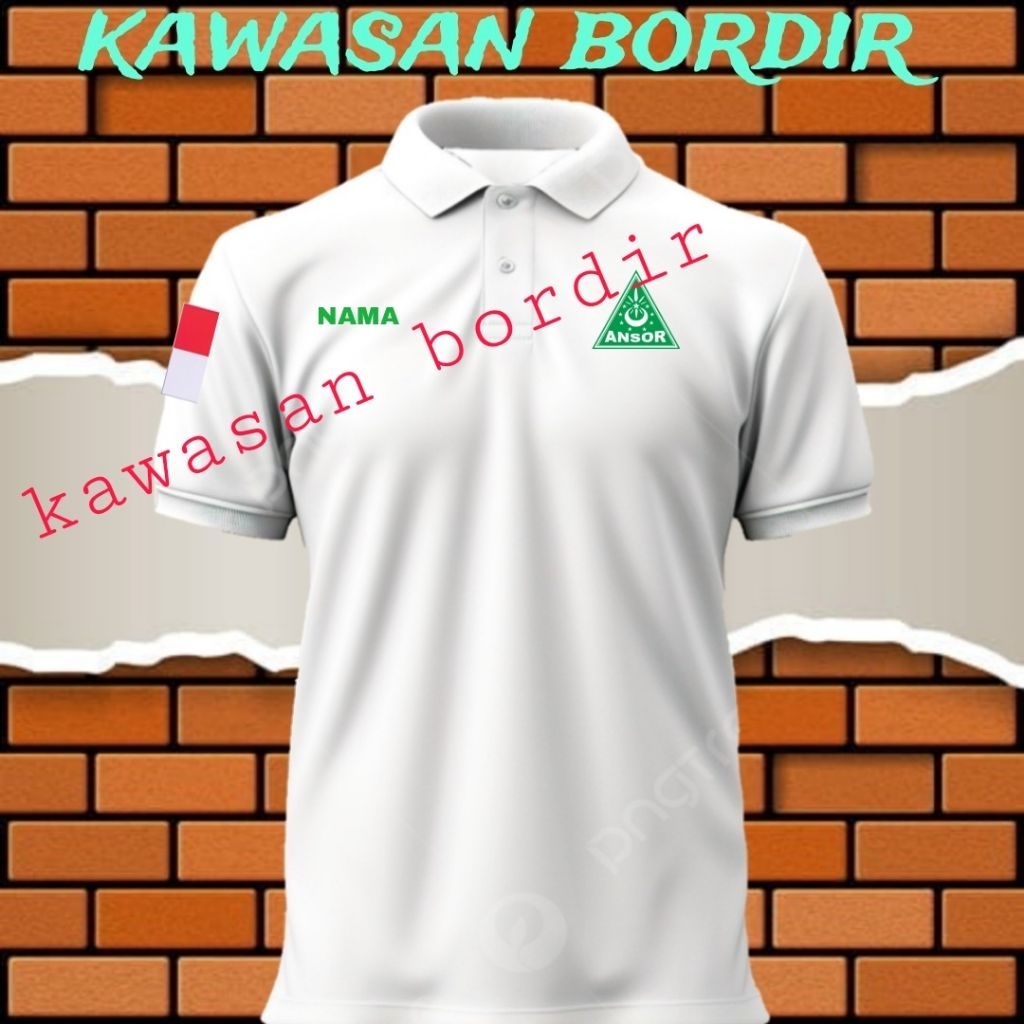 polo shirt Ansor kaos Ansor seragam Ansor baju Ansor full bordir..