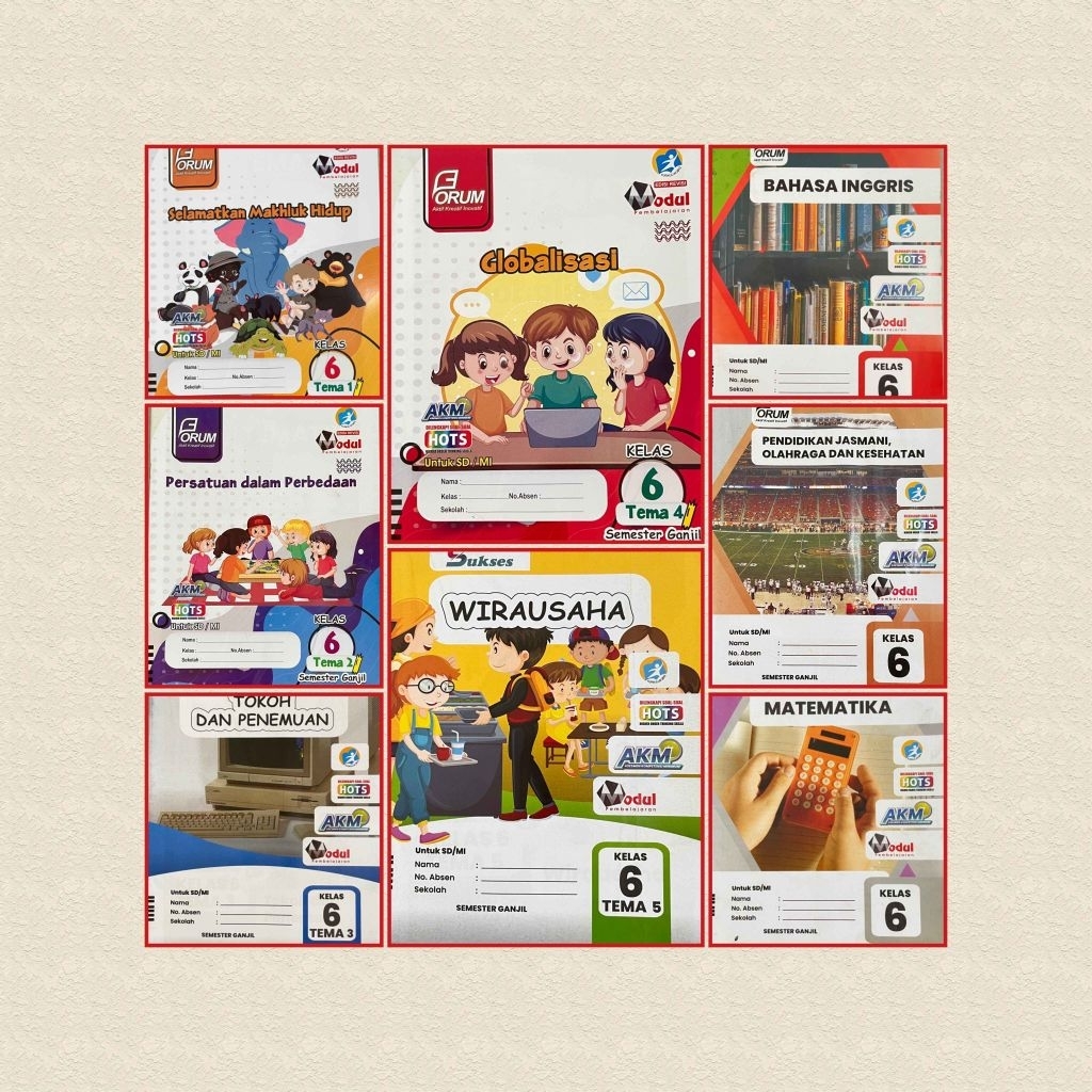 Paket LKS Tematik SD Kelas 6 Semester 1 (8 Buku Kurtilas)