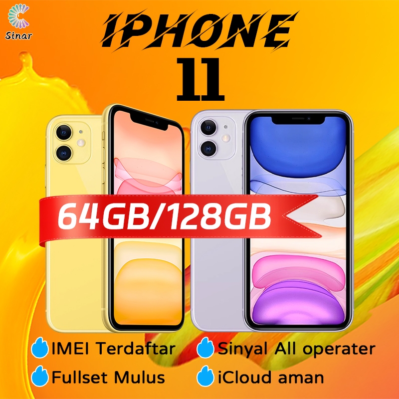 iPhone 11 64GB 128GB Second bekas 6.1inches Apple A13 Bionic No Minus LCD Original Unlocked phone11