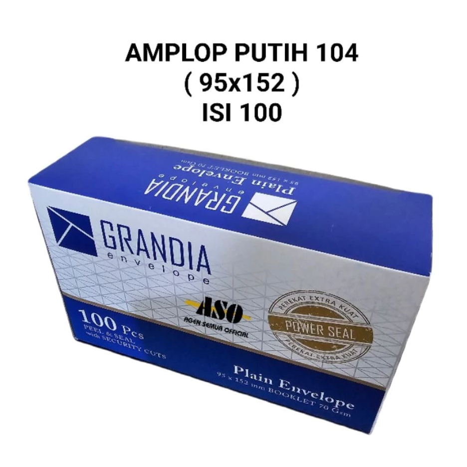 

Amplop Grandia 104 Putih Polos isi 100 Pcs Ukuran 95 x 152 mm Booklet 70 Gsm