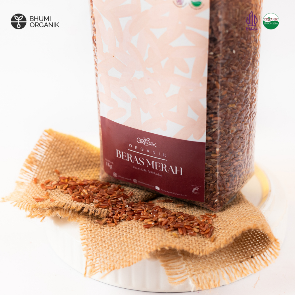 

Beras Merah Organik Vacuum 1 kg - Ceritanik / Bhumi Organik - Organic Red Rice - Beras Organik Murah - Beras Organik Sehat - Beras Organik Premium