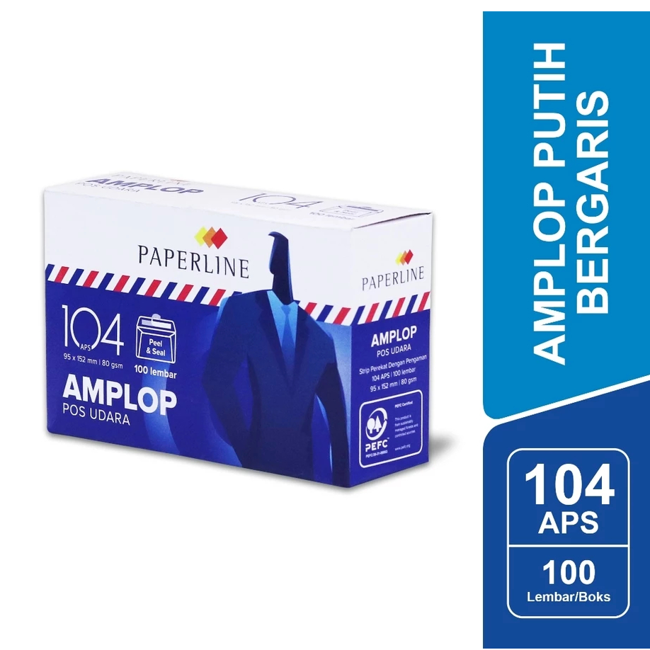 

PAPERLINE Amplop 104 APS Air Mail 80 GSM Per Kotak ( ISI 100 PCS )