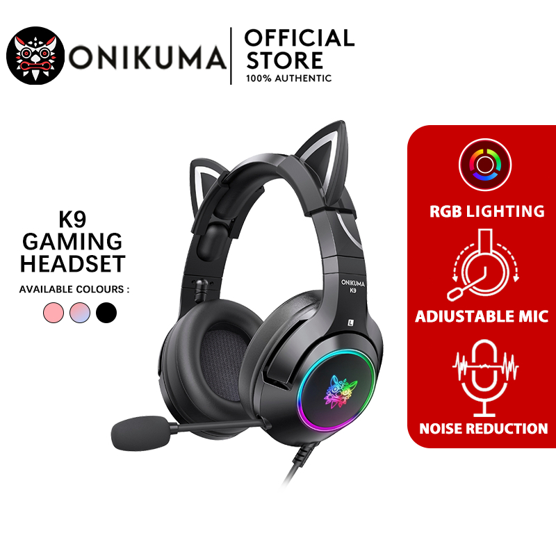 ONIKUMA K9 All Surround Headset Gaming RGB Headphone Cat Ear Headphone Mic Headphone 4 warna
