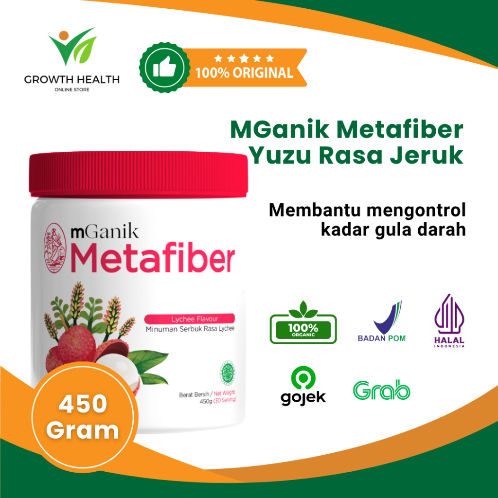 

MGanik Metafiber Yuzu Rasa Jeruk dan Leci 450gr Suplemen Serat Diabetes Herbal Alami mganik