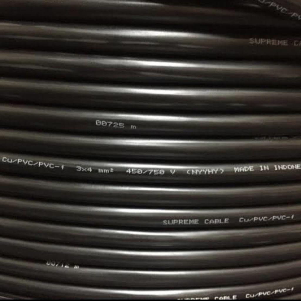 Kabel Serabut Supreme NYYHY 3 x 4 mm / Kabel NYYHY 3x4mm Supreme Potongan/Per Meter