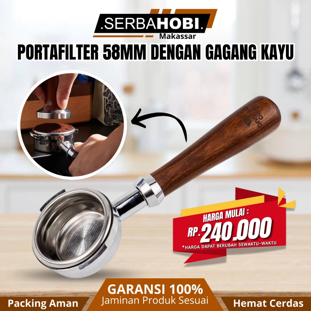 Portafilter / Portafilter 58mm / Portafilter Dengan Gagang Kayu