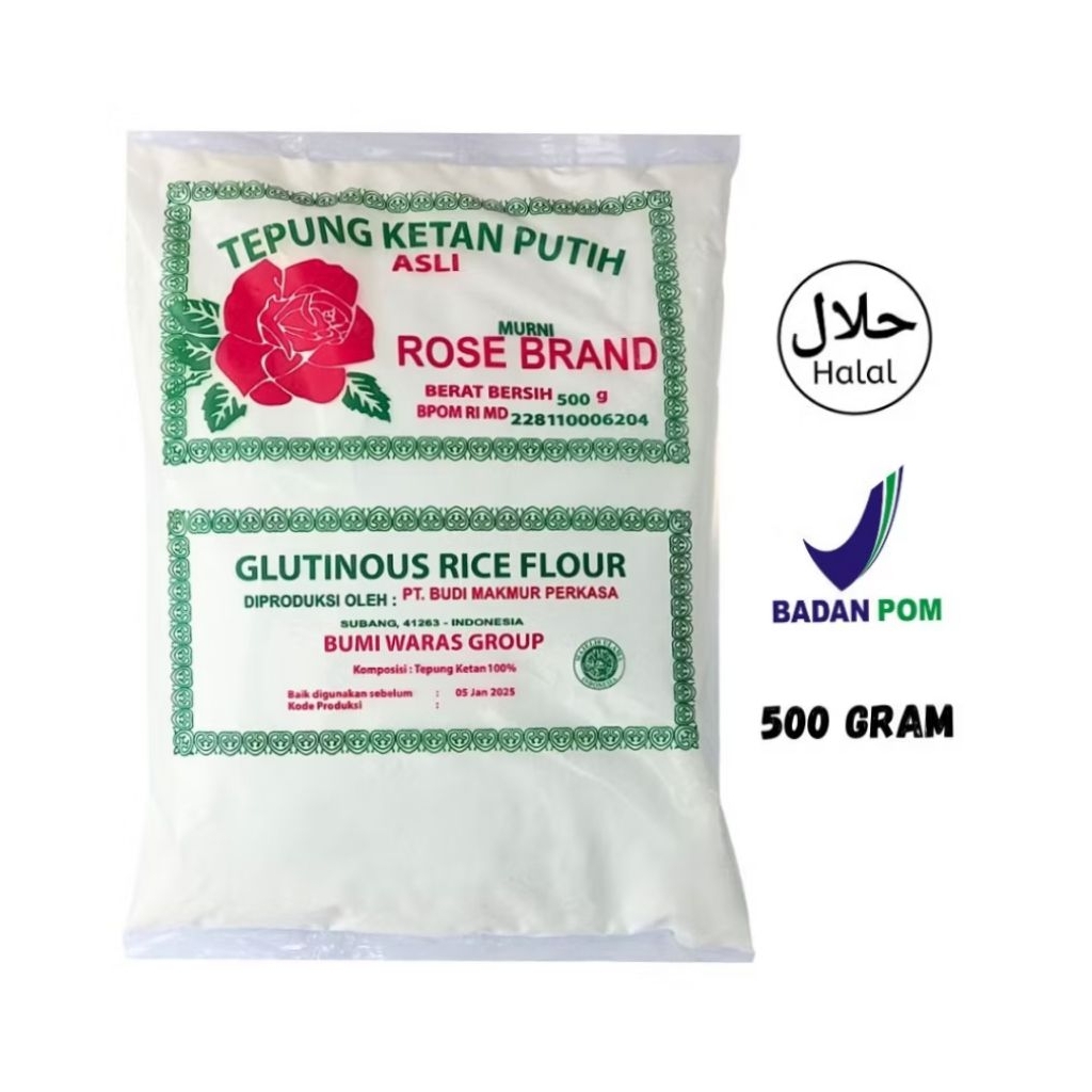 

tepung ketan putih asli rose brand / glutinous rice flour 500g 糯米粉