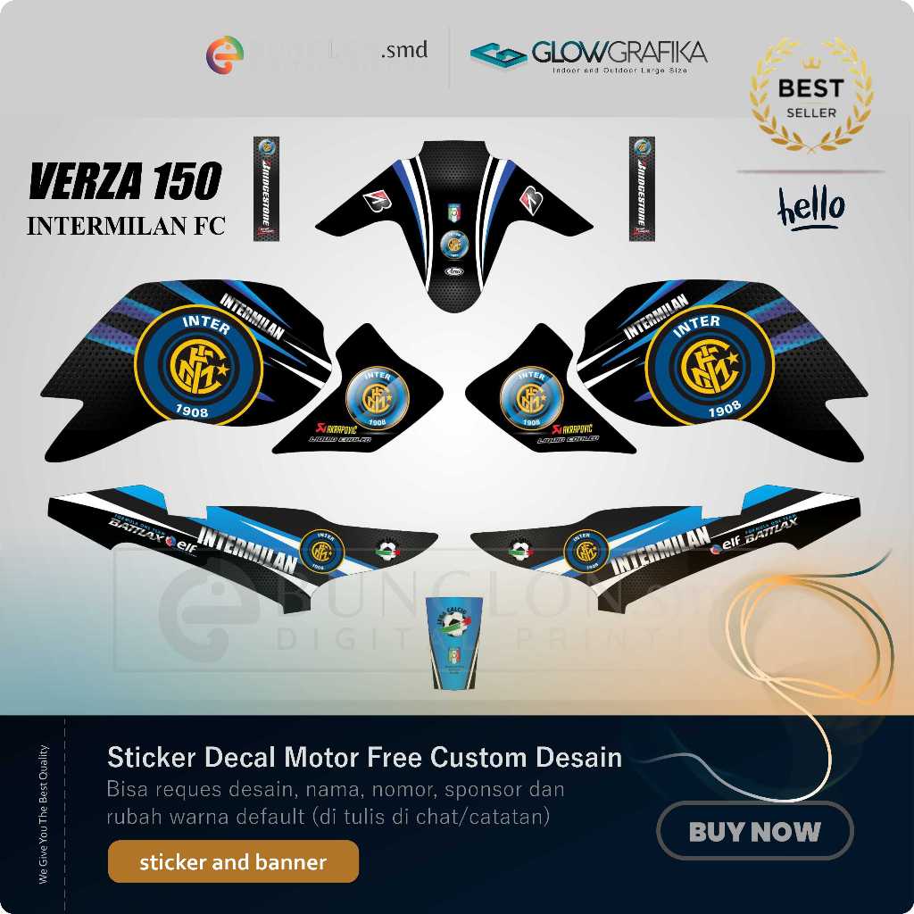 DECAL STIKER MOTOR CUSTOM HONDA VERZA 150 EDISI INTERMILAN FC